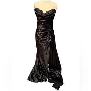 Sherri Hill Black long Satin Dress